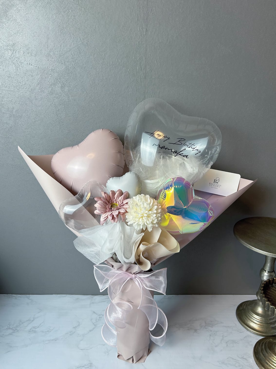 ハートフェザーブーケ【モーヴピンク】