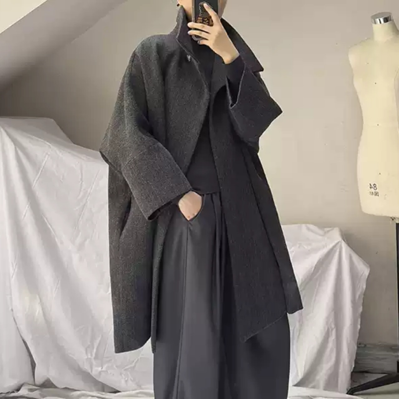 Short coat in wool twill fabric (ME485)