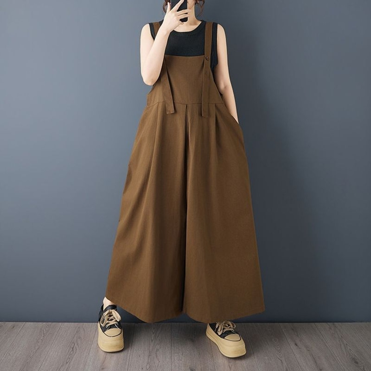 サスペンダー付き ワイド デザインパンツ  00391