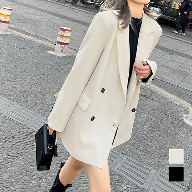 テーラードジャケット レディース 送料無料 薄手 長袖 カジュアル ダブルボタン 秋冬 141978