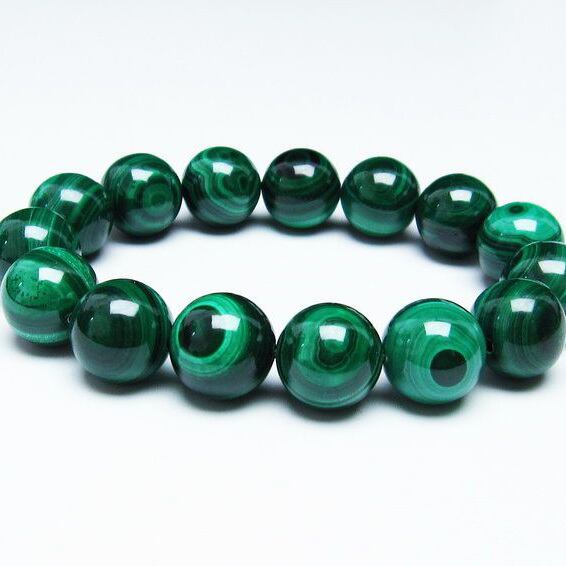 マラカイト ブレスレット 14mm 一点物 111-29376