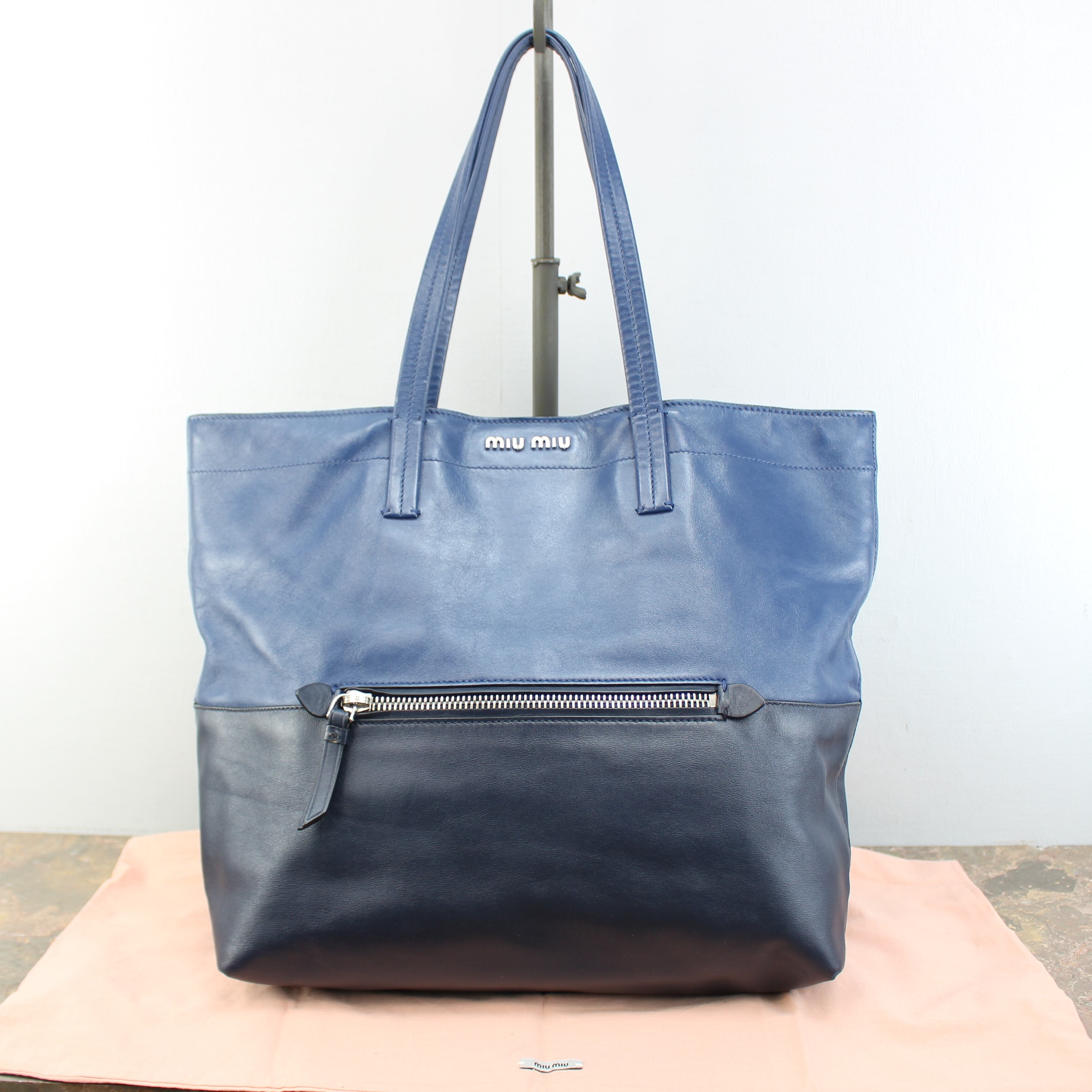MIU MIU LOGO BICOLOR LEATHER TOTE BAG/ミュウミュウロゴバイカラー 