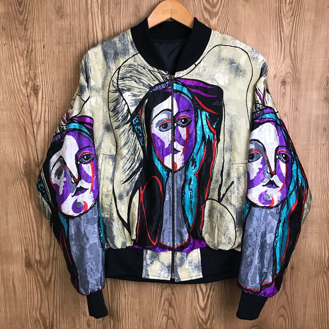 PICASSO SATIN BOMBER JACKET ピカソ アートプリント ボンバー 