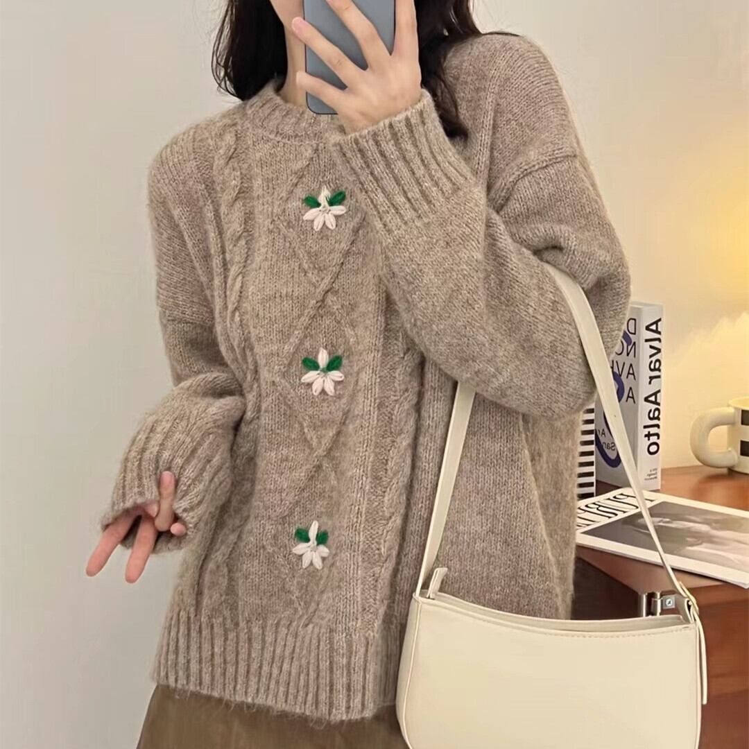 【tops】クルーネックニットセーター M19238