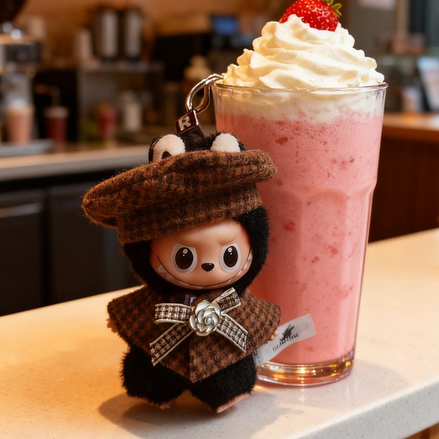 優雅でおしゃれ！上品 labubu ラブブ 4.0 用 秋冬新作 帽子＆マントセット 10cm ドール服 おしゃれで可愛い ラブブ コーデ