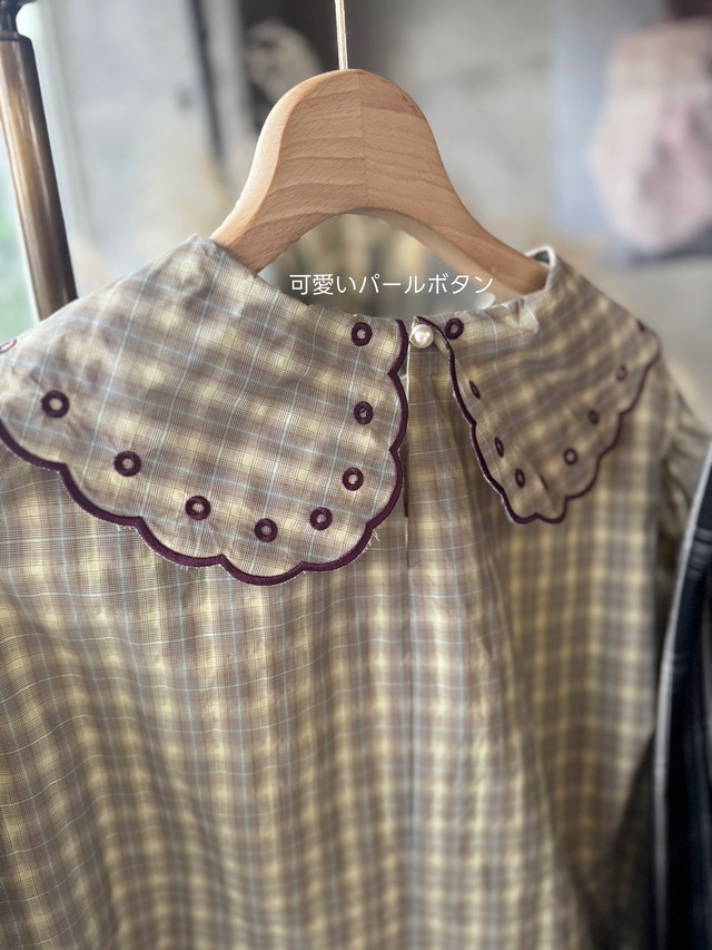 （original）チェック柄ジャカードブラウス