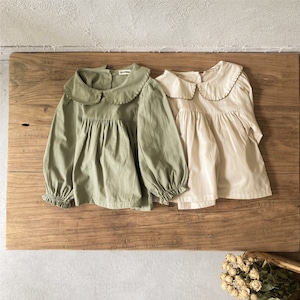 春レトロ刺しゅう裾ブラウス