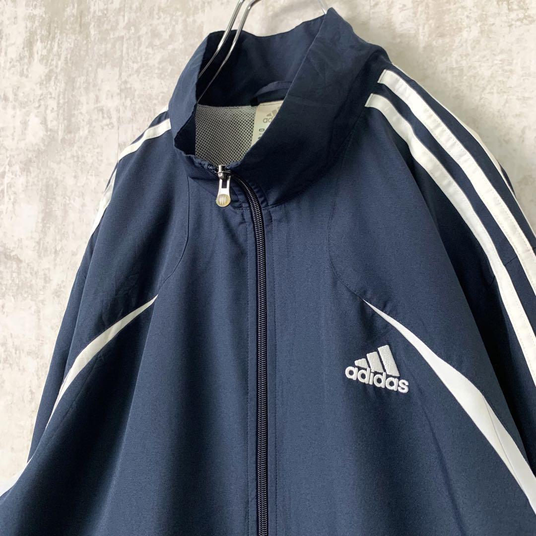 adidas　三本ライン　スナップボタン　トラックジャケット　　ネイビー