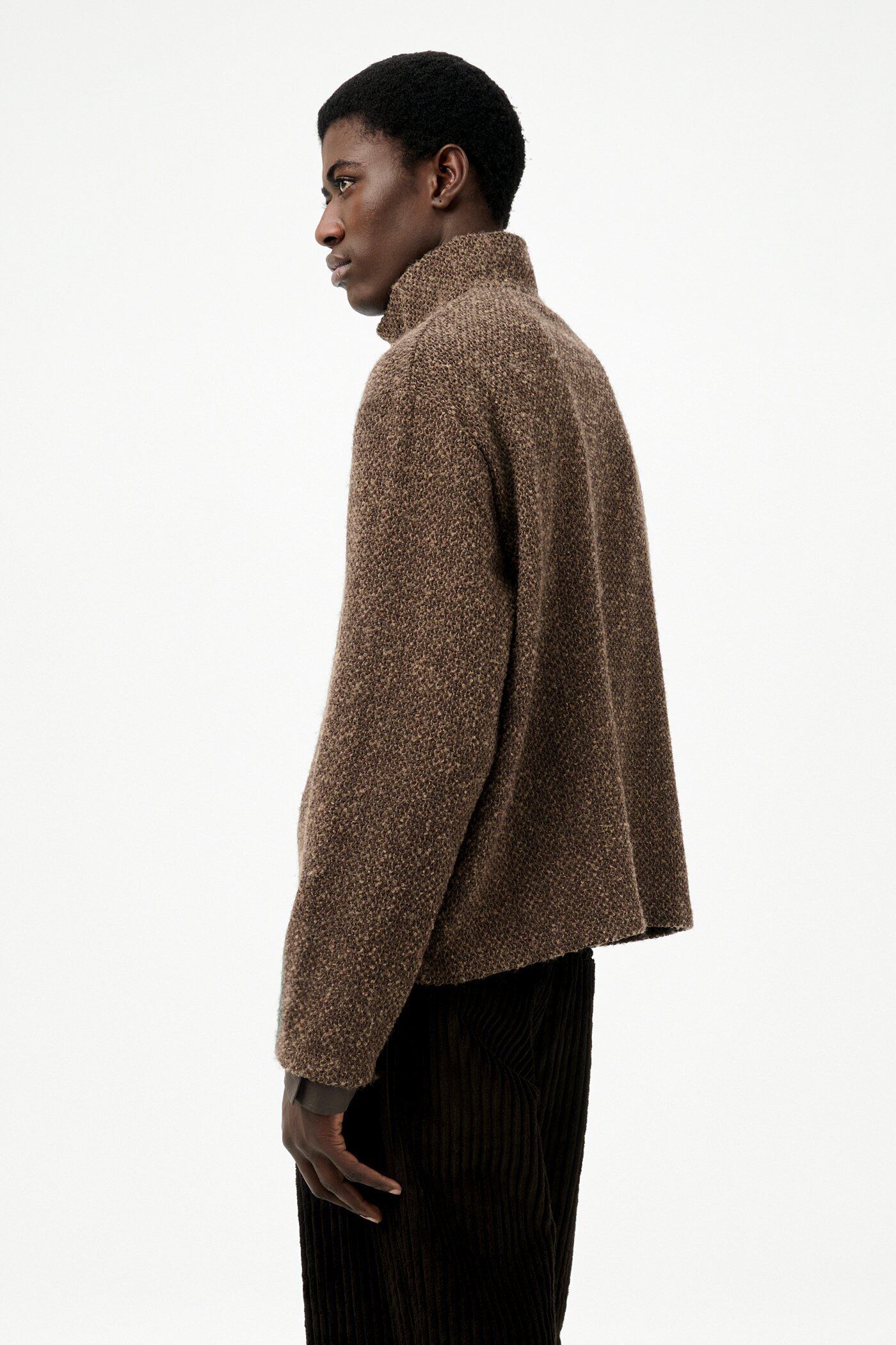 OUR LEGACY SHRUNKEN FULLZIP POLO Brown Sparse Buckle Weave