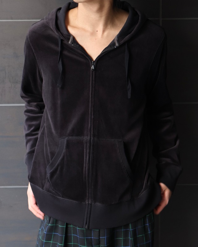 Velour zip-up hoodie