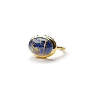 S925 OVAL DOUBLET STONE RING GOLD -LAPIS LAZURI-