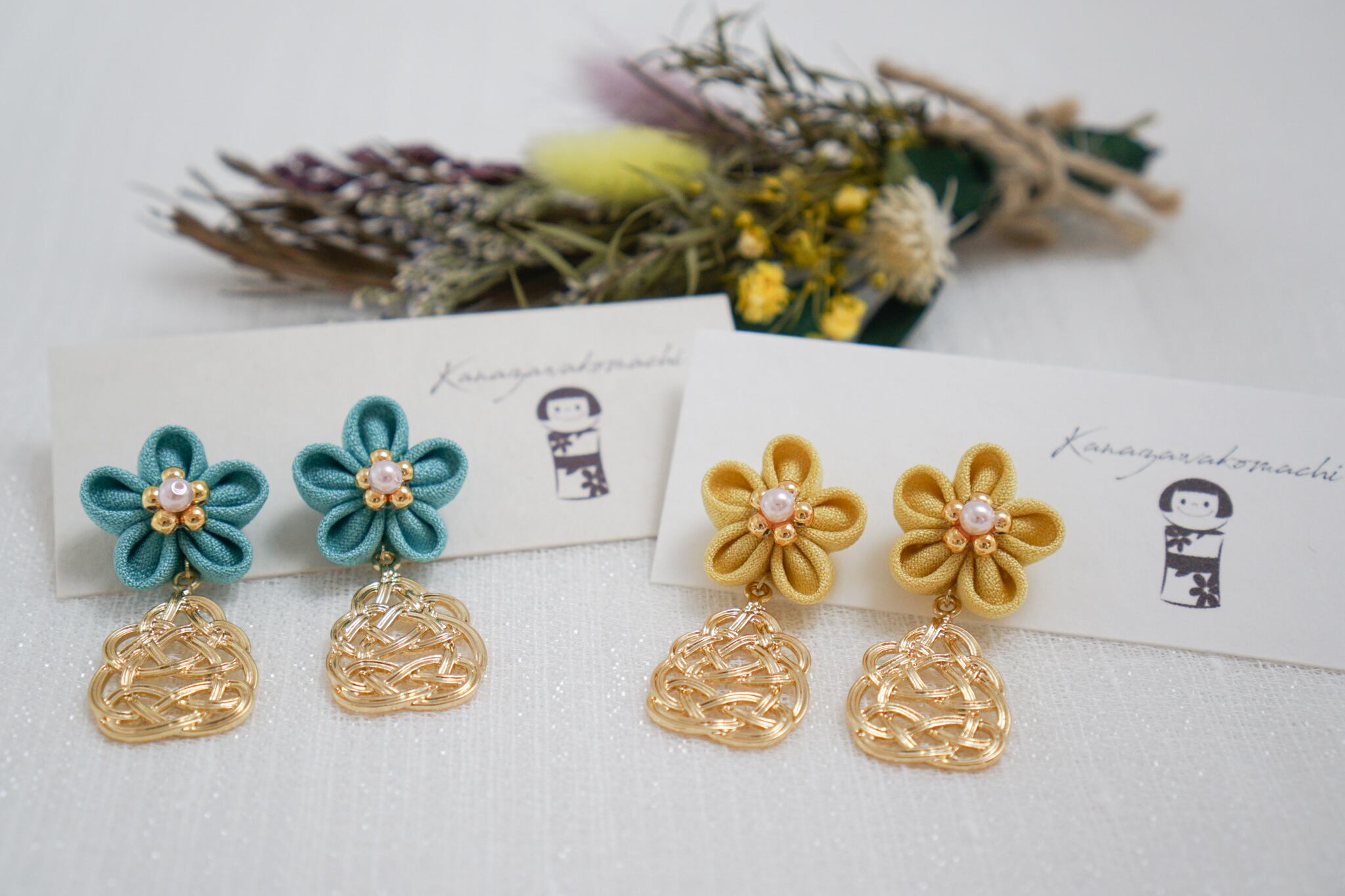 つまみ細工ピアスNO.26＊Light color＊