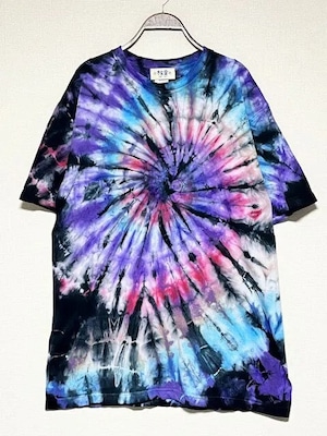 タイダイ染め Tie-dye Tシャツ　XLサイズ　カラフル×ブラック　スパイラル　 Hippies Dye HD21-56