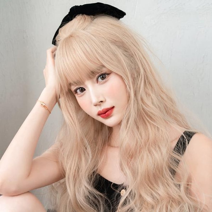 ウイッグ かつら ネット ロングウェーブ ライトゴールド 約60cm