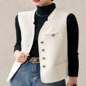 White double-sided cashmere vest(SN142)
