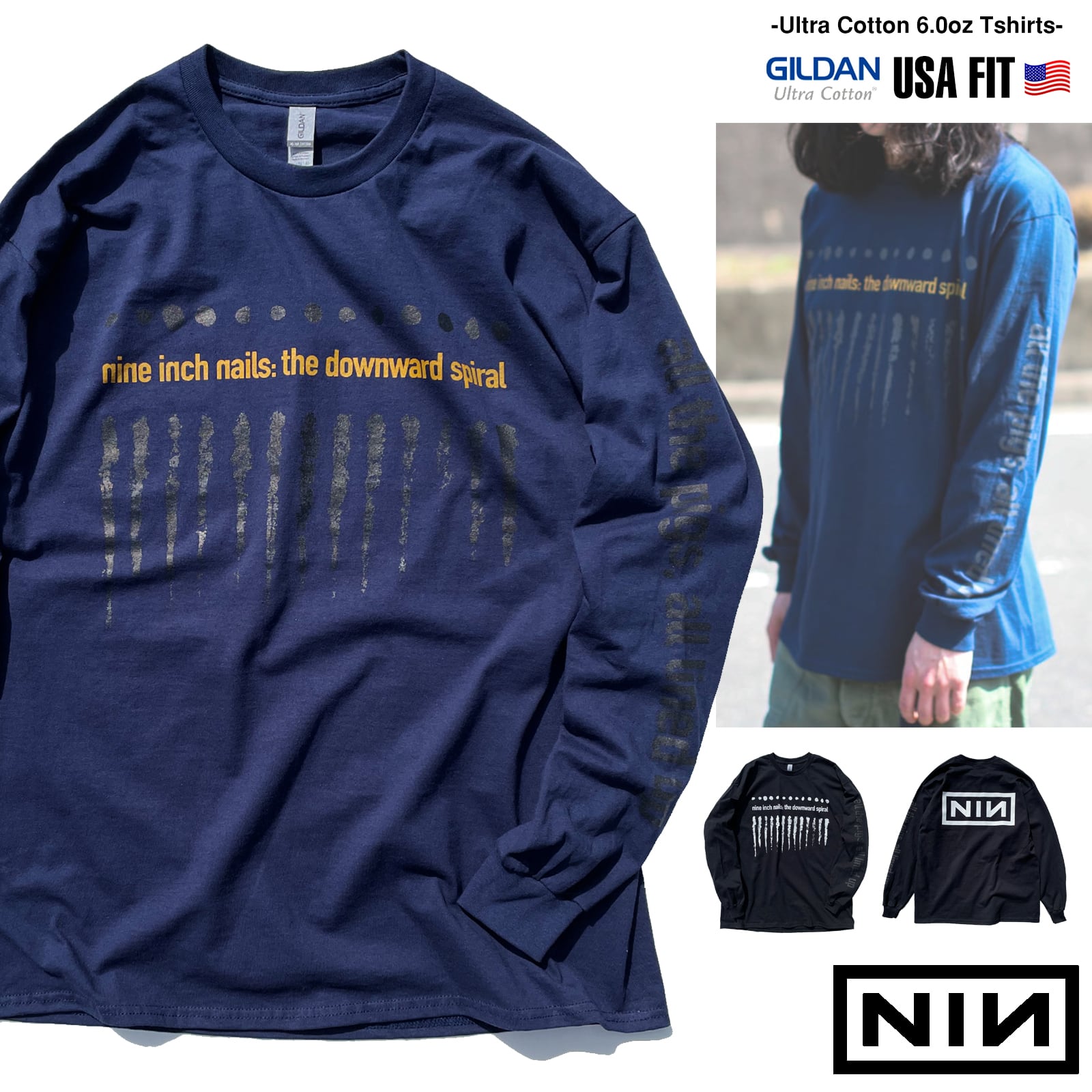 NINE INCH NAILS 「THE DOWNWARD SPIRAL」　ナインインチネイルズ　ザ ダウンワードスパイラル　袖プリント　ロンT 　 長袖Tシャツ　バンドTシャツ　2400-nin-tds 【The clone】 | oguoy/Destroy it Create it Share 