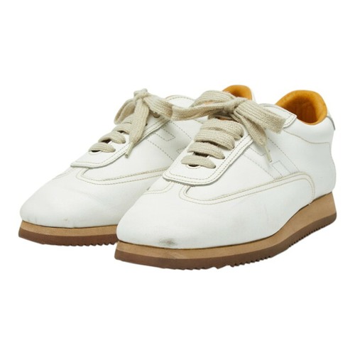 エルメス クイックH スニーカー 35 1/2 ホワイト レザー レディース HERMES 【中古】