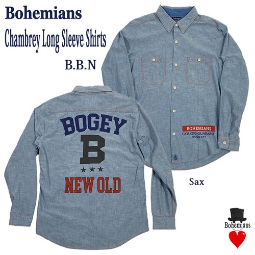 BOGEY B NEW OLD CHAMBRAY LONG SLEEVES SHIRTS B.B.N シャンブレー 長袖 シャツ BOHEMIANS ボヘミアンズ JAPAN