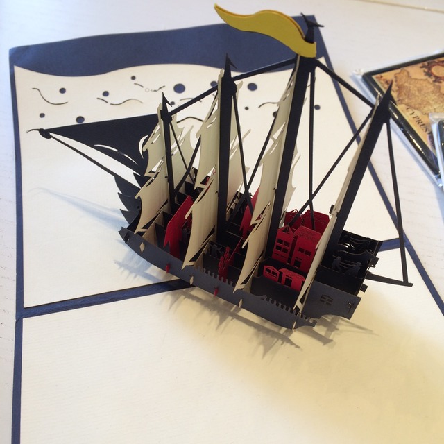 飛び出すメッセージカード　船