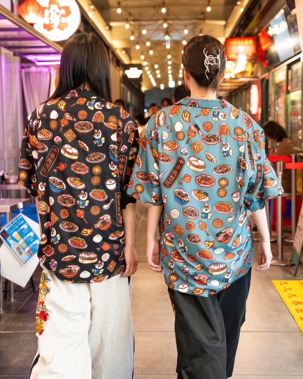 中村杏子コラボ中華総柄シャツ/Black | チュウカタベタイ