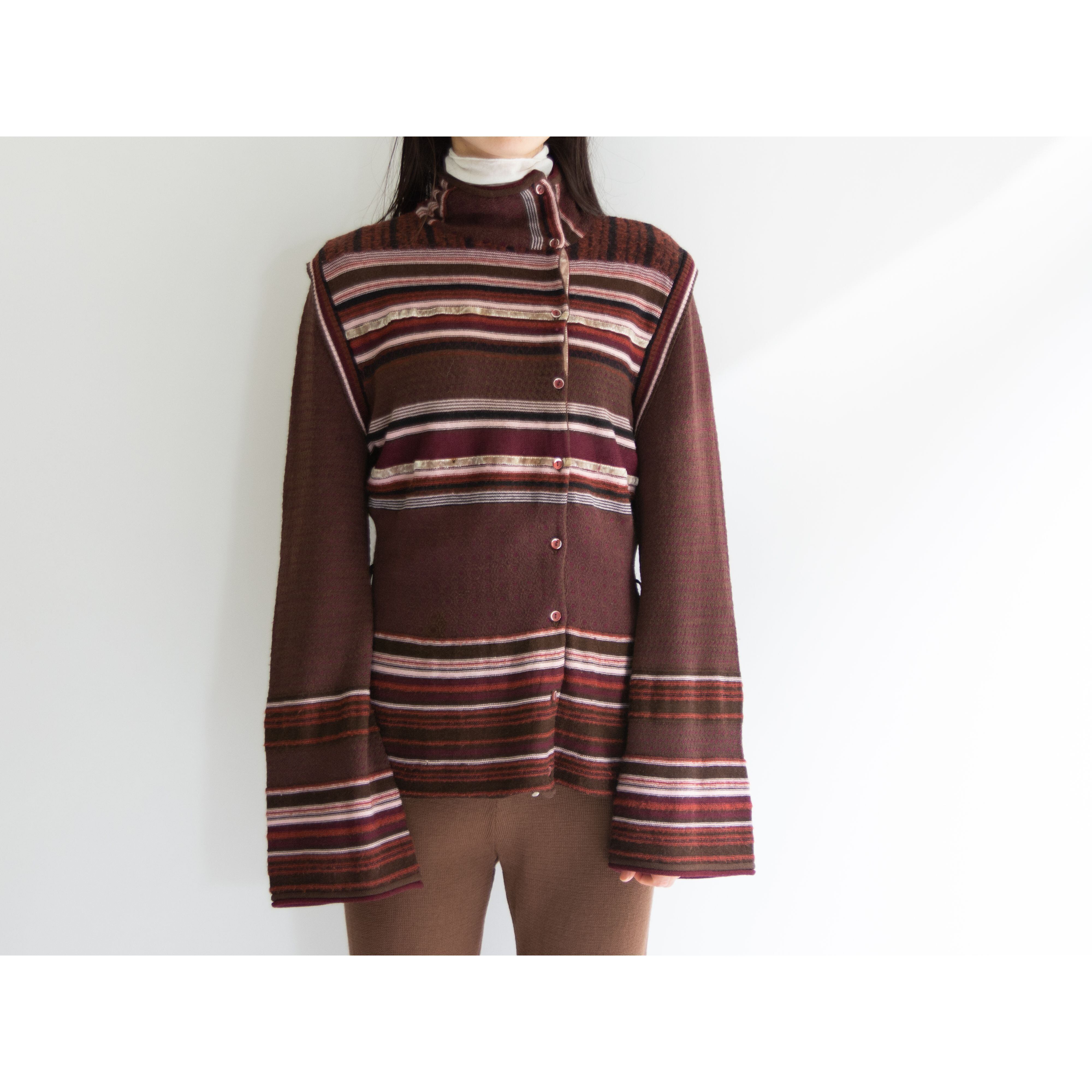 【KENZO】Made in Italy 80's Wool-Acrylic Mohair Blend Flare Sleeve Knit Cardigan(ケンゾー イタリア製ウールアクリル モヘヤ混 フレアスリーブ ニットカーディガン)