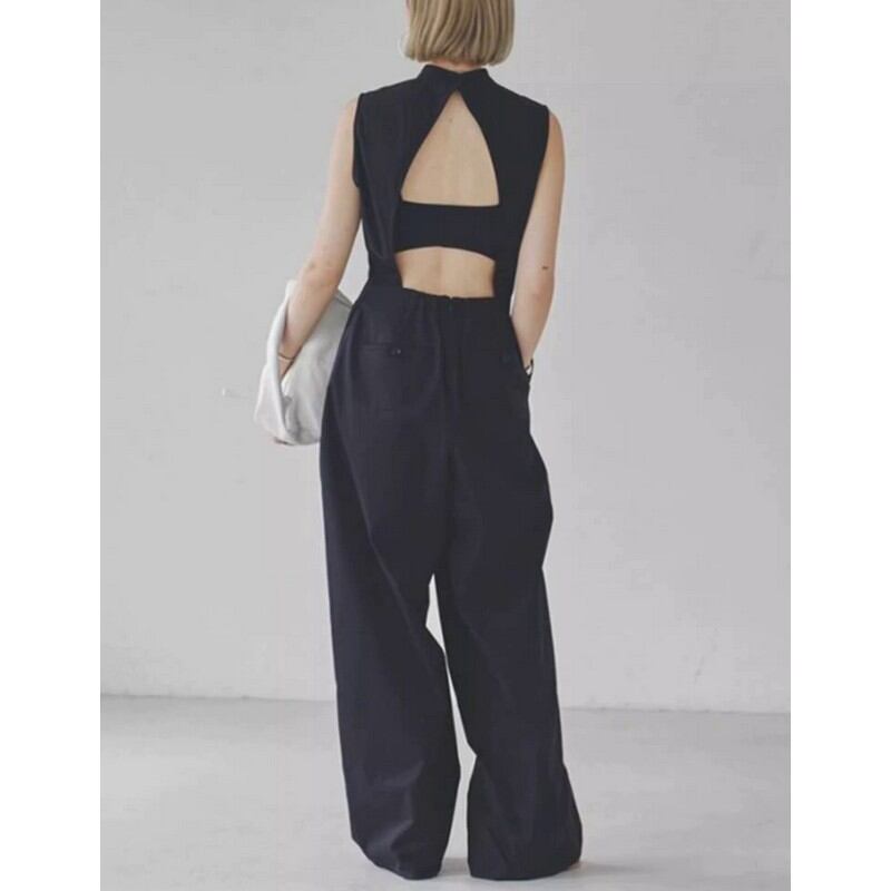 backless slim jumpsuit W00076