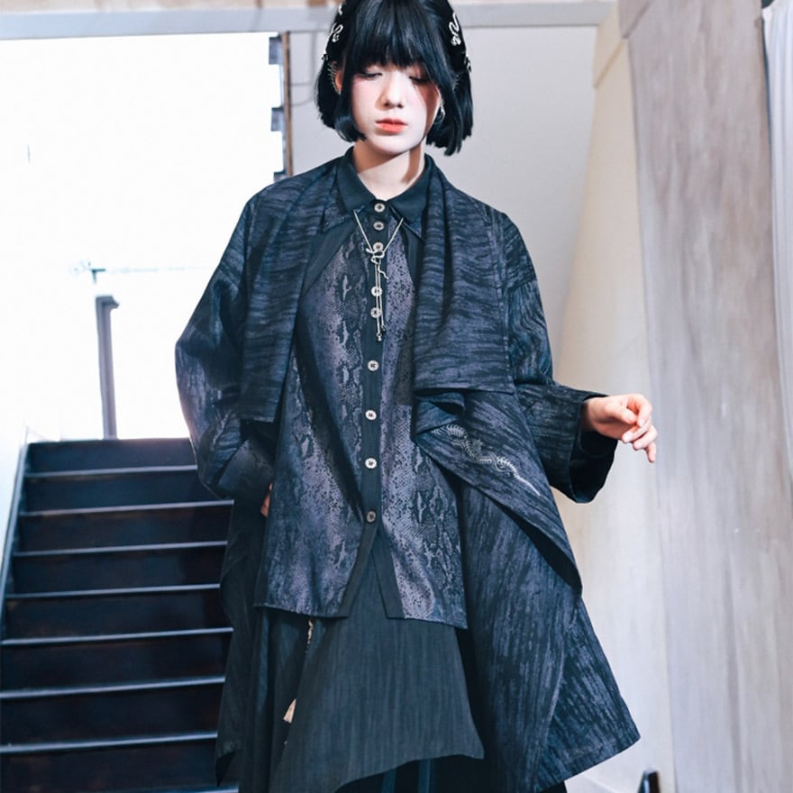 サブカル系 チャイナ風 ジャケット ドロップショルダー 古怪舍 アラサーファッション
