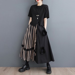 Patchwork Striped Flower Skirt / パッチワーク ストライプ フラワー スカート