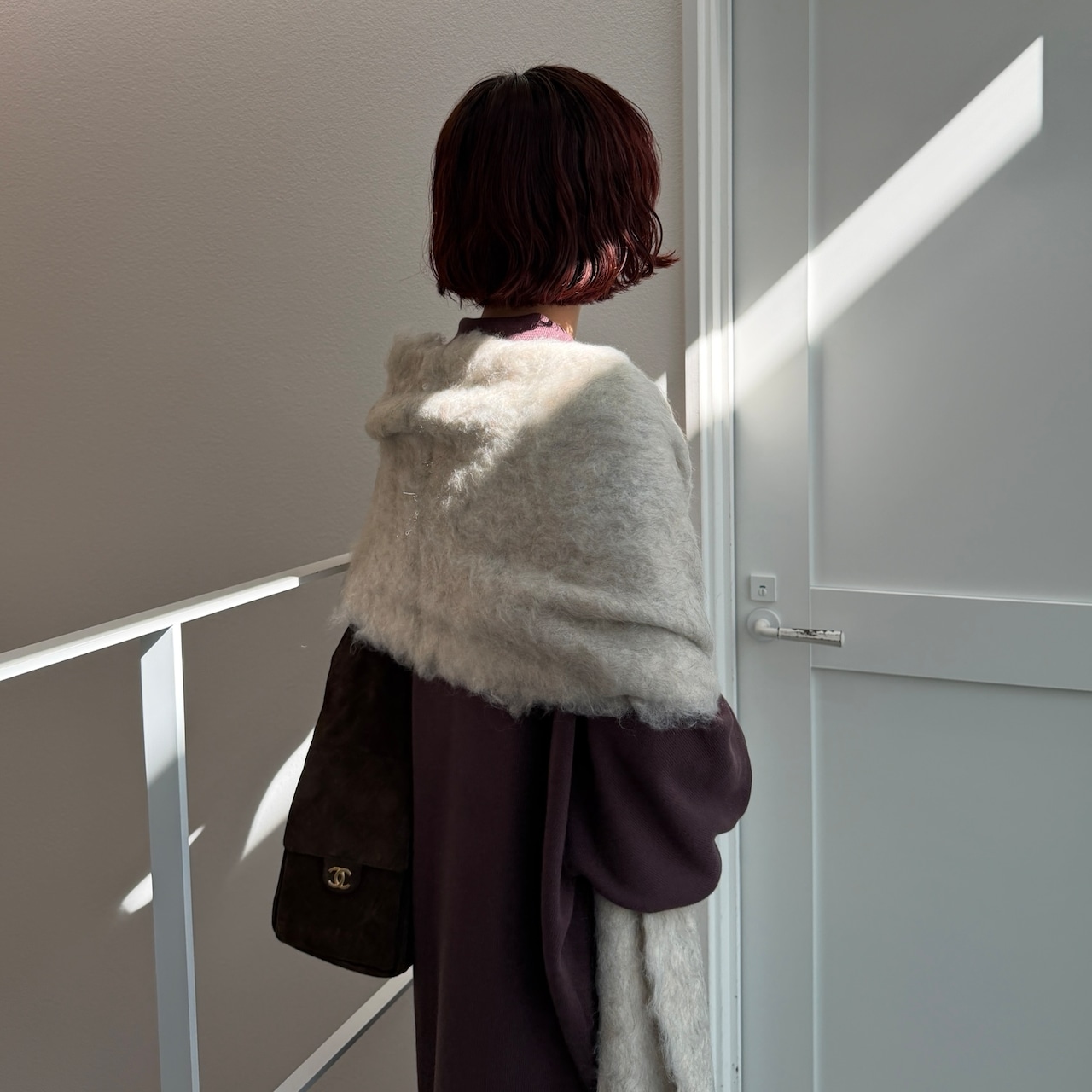 ボリュームシャギーストールマフラー/エクリュ