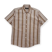 美品◆Austin Reed LONDON オースティンリード ロンドン チェック柄 半袖シャツ Mサイズ/メンズ/コットン/ブラウン系