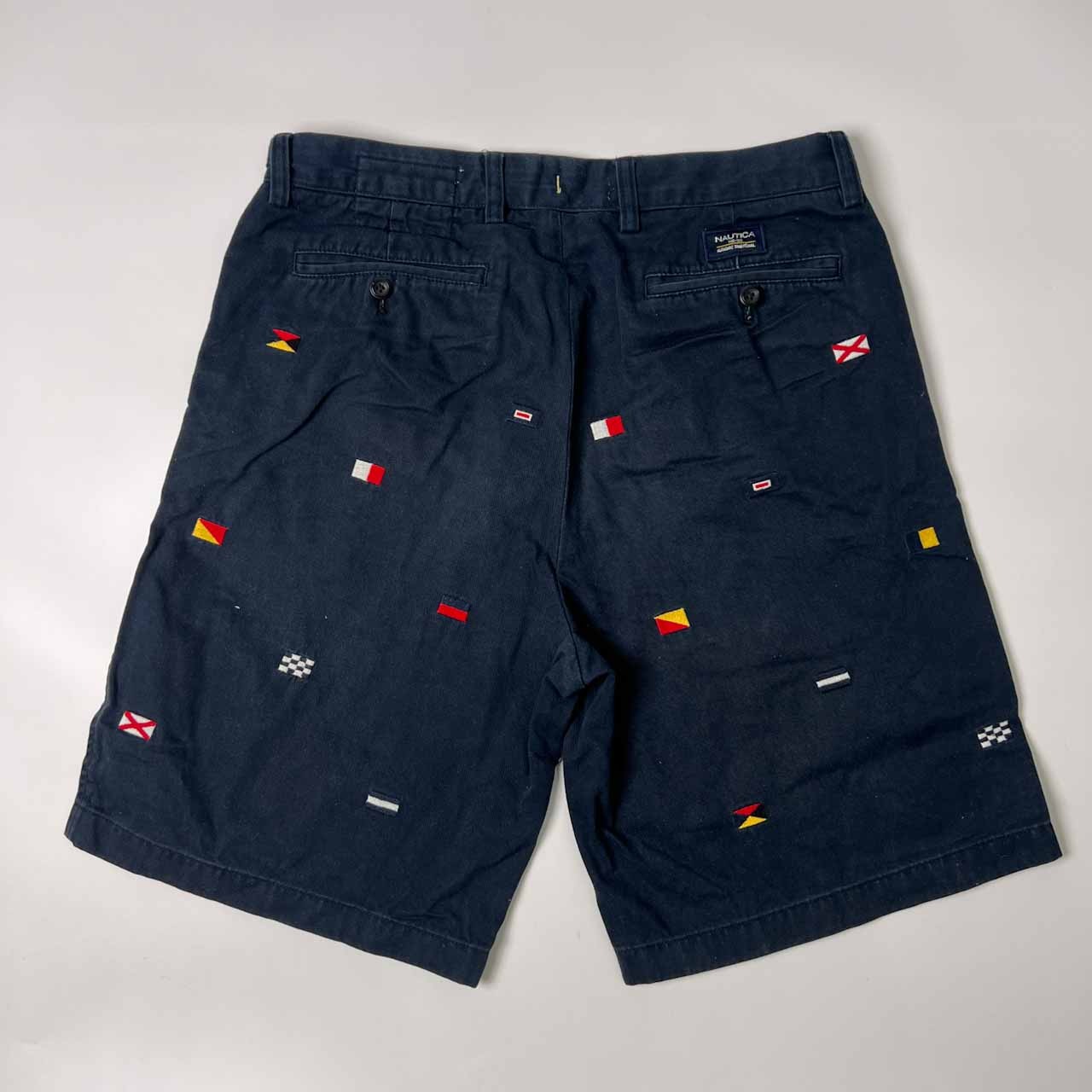 NAUTICA ノーティカ RELAX FIT 国旗デザイン ハーフパンツ ショートパンツ W34/ネイビー メンズ