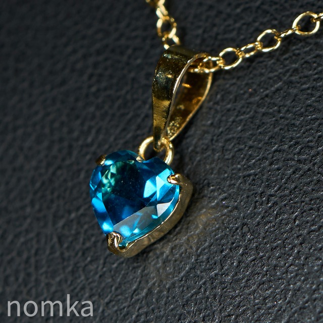 【11月の誕生石/宝石質】ロンドンブルートパーズハートカット ネックレス(K18/14kgf) njew-0011