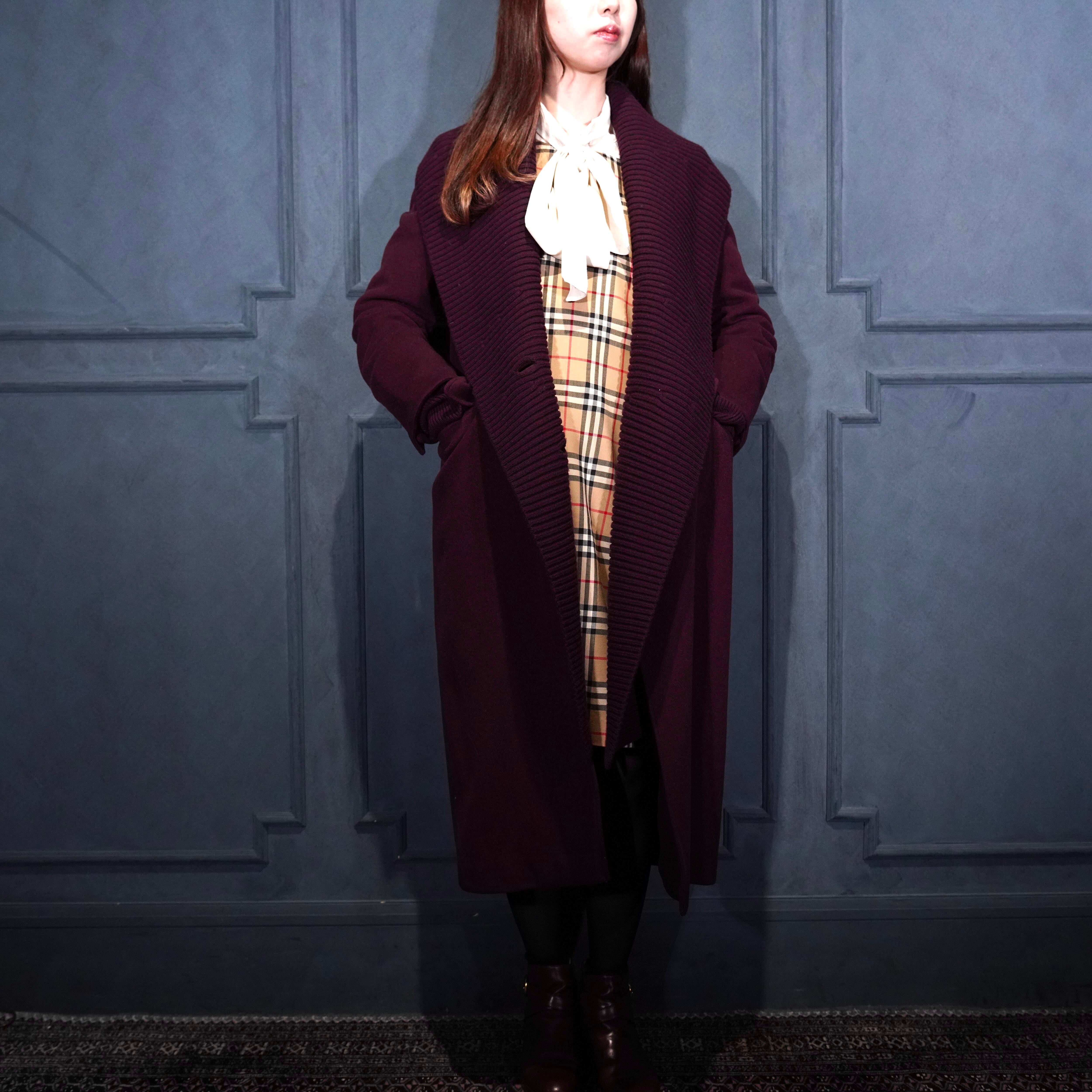 BURBERRY LONDON ENGLAND Cairndale KNIT TRIM CASHMERE COAT