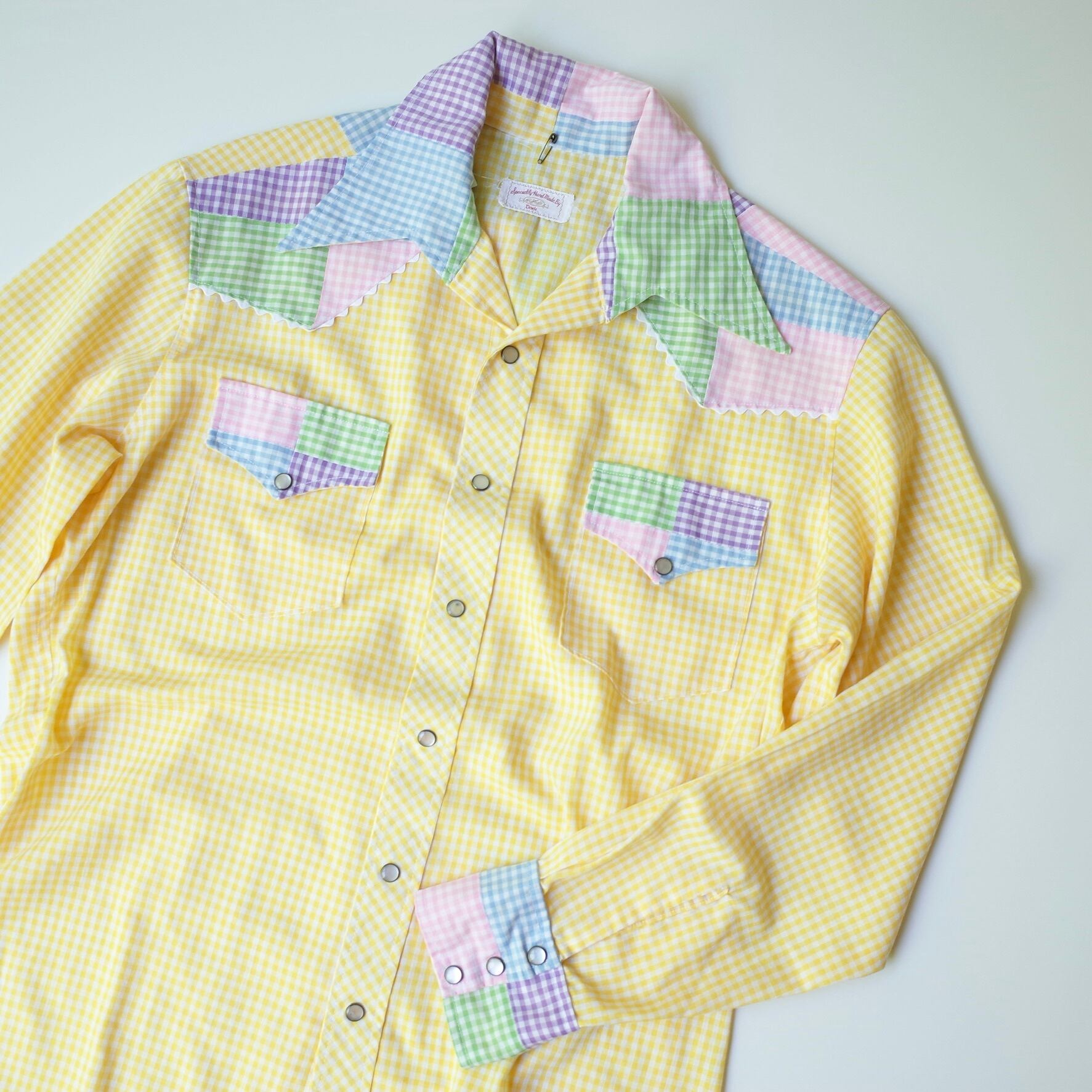 Gingham checked western shirt