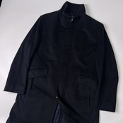 DURBAN ダーバン LUXURY カシミヤ100% ジップアップ ステンカラーコート L/濃紺