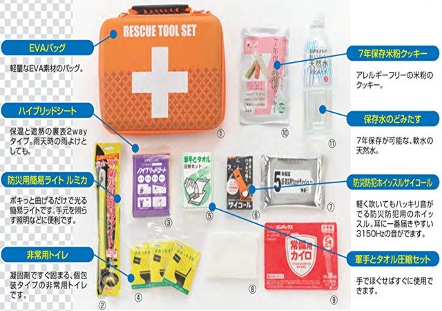 防災用オリジナル車載セット