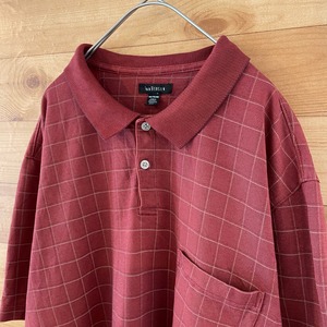 【VAN HEUSEN】2XL ビッグサイズ ポロシャツ 格子柄 胸ポケット US古着 アメリカ古着