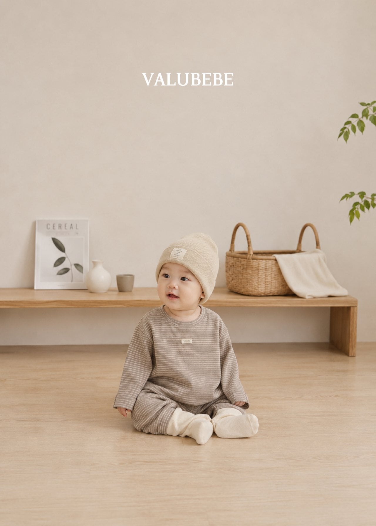 送料無料【予約】/ ウエハースストライプTシャツ/ valubebe