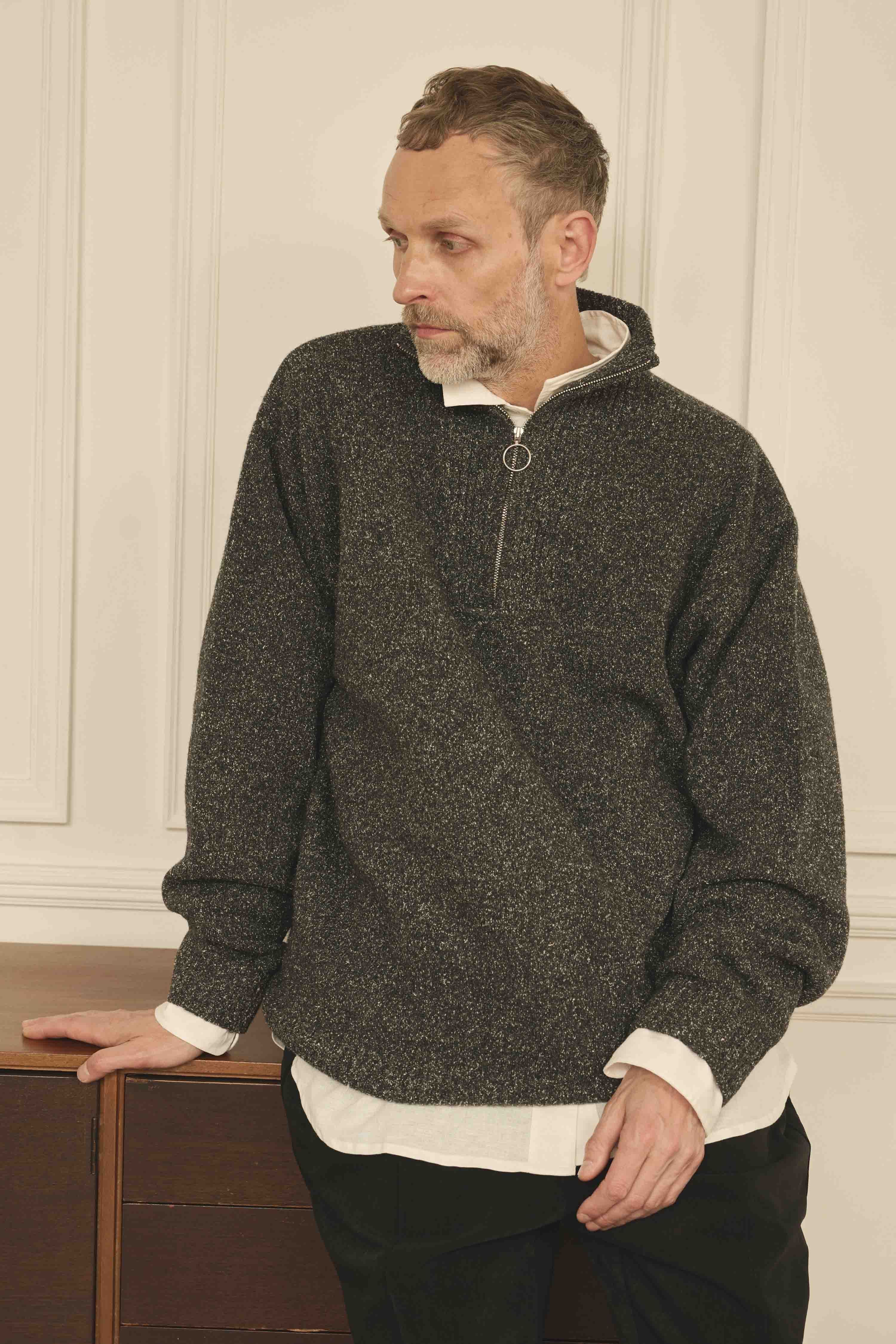 KELEN/SAVILLE MELANGE HALF ZIP KNIT | coper