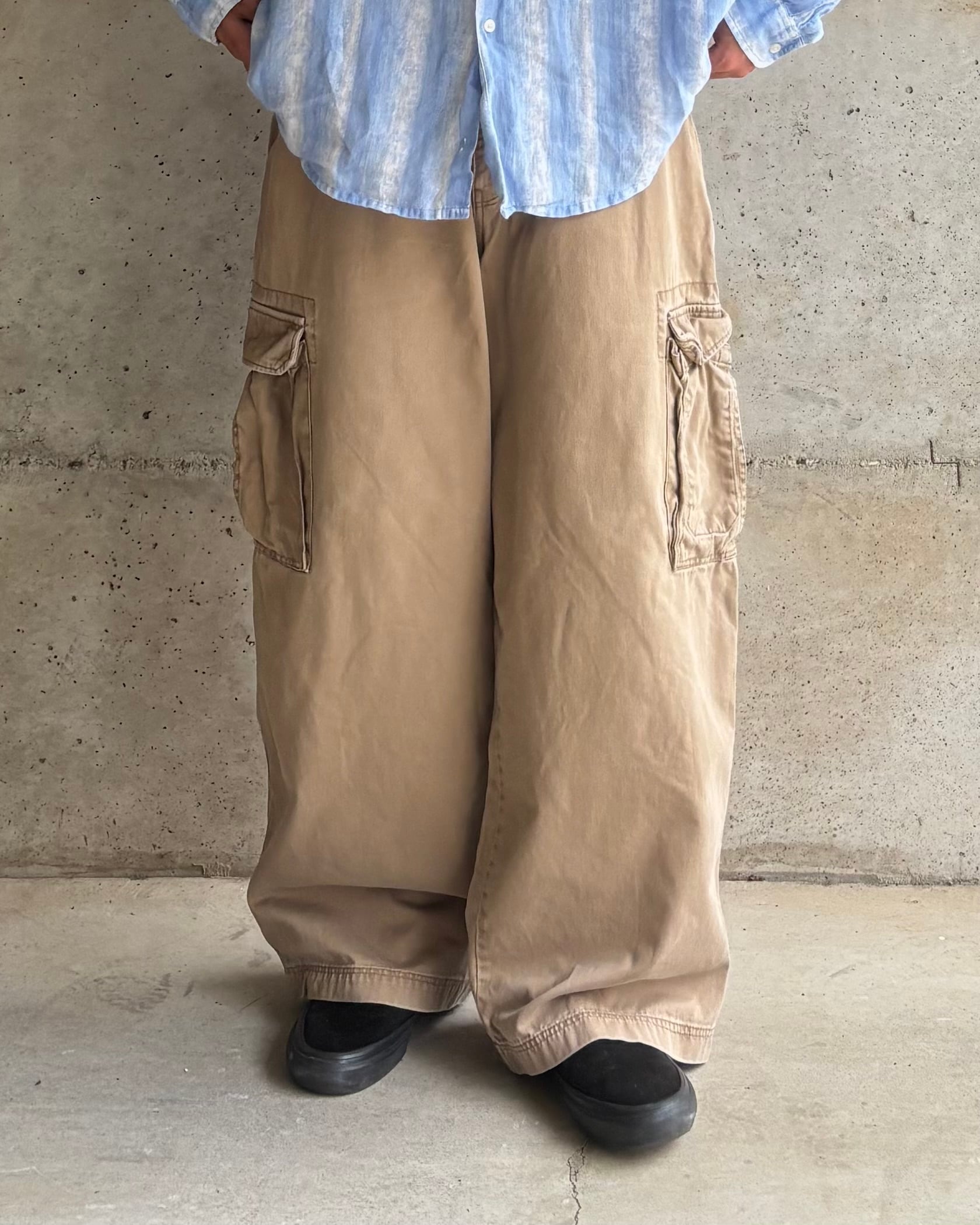 90s LITANI extra wide linen slacks 