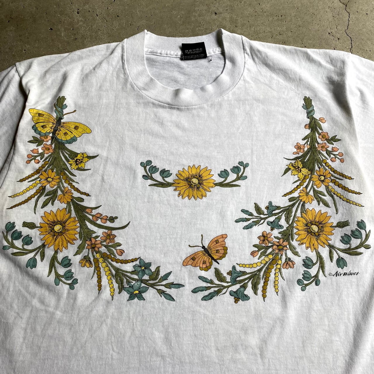 ヴィンテージ レトロ 90s 花柄 スパンコール 刺繍 ワイド 半袖 シャツ