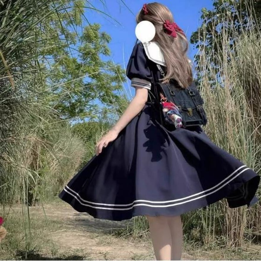 PhysicalDrop☆セーラーストライプワンピース半袖☆ロリィタ SEASONZ JKロリィタ 春夏 セーラー風 半袖 ワンピース 原宿