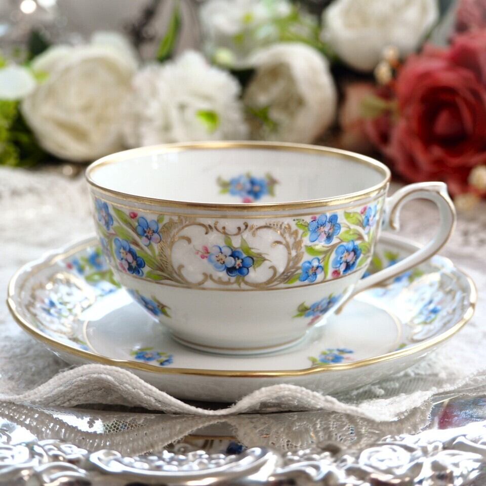 シューマン  ババリア 勿忘草 ピアス プレート カップ フット付き ビンテージ シューマン ババリア 勿忘草 ピアス プレート カップ フット付き