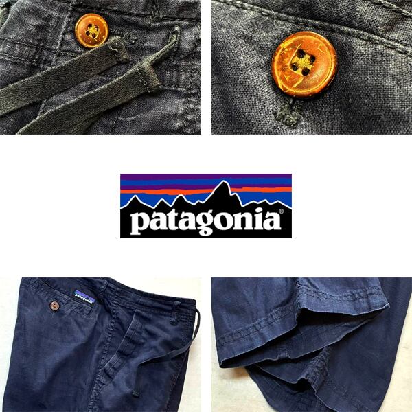パタゴニア チノパン 1998 1点物◇パタゴニアPatagoniaリネン紺ヘンプパンツ古着メンズSM