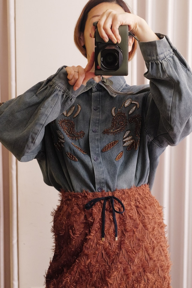 embroidery denim shirt blue
