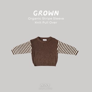 【即納/送料無料】Grown / Organic Stripe Sleeve Knit Pull Over