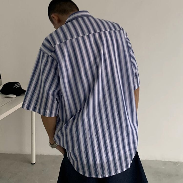 ★RETRO BLUE STRIPED TOURING SHIRT　　　A0659