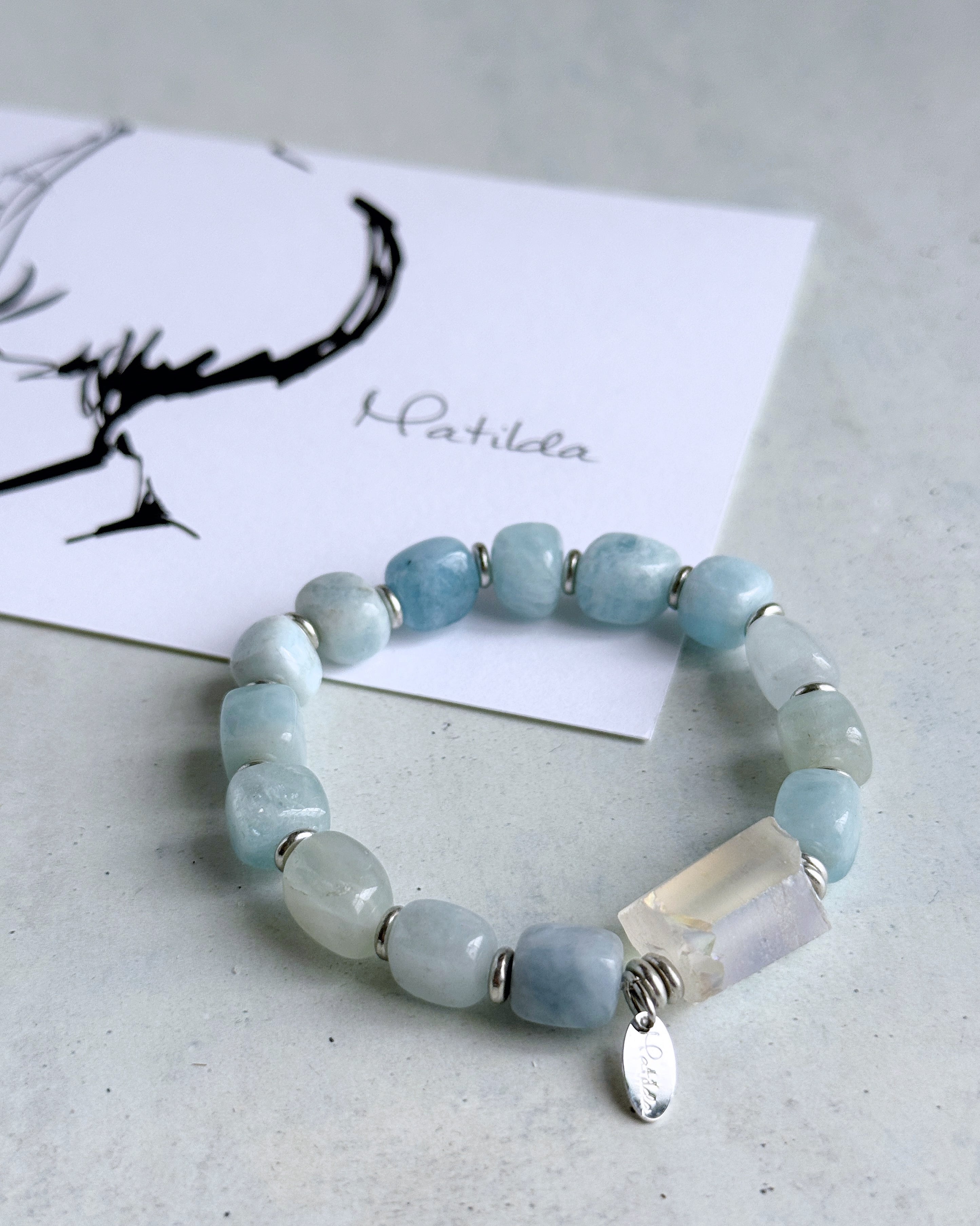 bicolor bracelet(アクアマリン×クォーツ)