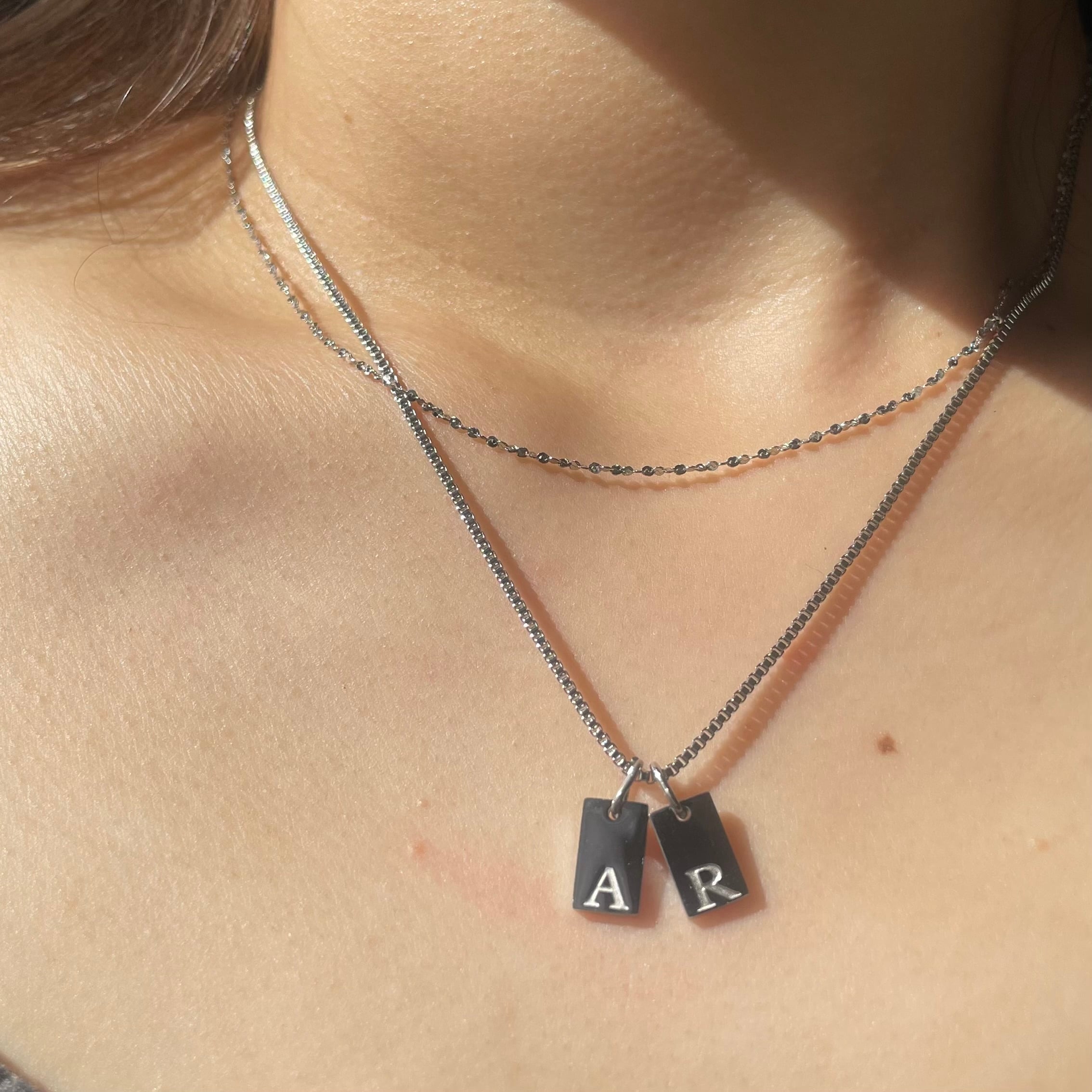 セット販売Box付】カスタム イニシャルプレートネックレス×グリッター