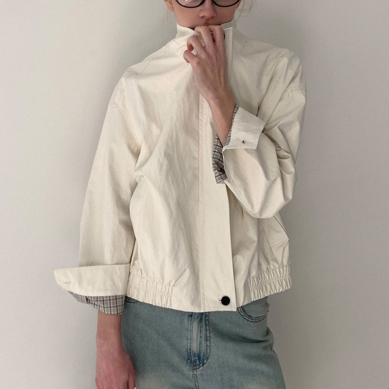 Doublure Check Stand Collar jacket F0610